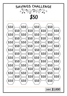 the printable savings challenge for $ 20 and $ 30 is shown in black and white