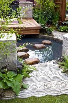 a book cover with an image of a small pond and some rocks in the water