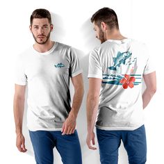 Dive into your passion for marine life with our Leaping Tilapia 2-Sided Unisex Tee. The front features a striking image of a tilapia leaping out of the water, while the back showcases a vibrant and detailed design. With its 2-sided design and high-quality construction, this tee is a must-have for any fan of tilapia or fish in general, offering a perfect blend of style and comfort in blue and orange colors. #02 Men Classic unisex jersey short sleeve tee fits like a well-loved favorite. Soft cotton and quality print make users fall in love with it over and over again. Ribbed knit collars to bolster shaping. Shoulders are tapered for a better fit over time. Dual side seams hold the garment's shape for longer. Fabric Details Made with 100% Airlume combed and ring-spun cotton, a lightweight fab Casual Short Sleeve T-shirt For Water Sports, Blue Crew Neck Tops For Water Sports, Printed White Tops For Surfing, White Casual Shirt With Fish Print, White Short Sleeve Shirt With Fish Print, White Fish Print Shirt For Summer, Crew Neck Tops For Water Sports In Summer, Summer Water Sports Short Sleeve T-shirt, Casual White Fish Print Top