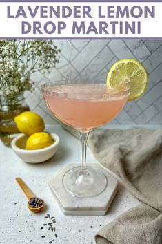 A lavender lemon drop martini is a refreshing spring cocktail recipe. This lavender cocktail is delicious! If you’re looking for elegant drinks, make this cocktail with lavender syrup, vodka and lemon juice. It's great for entertaining as a summer cocktail. Lavender Lemon Drop, Elegant Drinks, Tequila Martini, Happy Hour At Home, Simple Syrup Cocktails