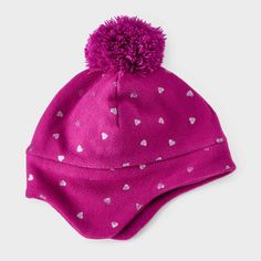 Brighten up chilly days with the Girls' Fleece Earflap Hat from Cat & Jack™ in Purple. Made from a cozy blend of polyester and recycled polyester, this midweight fleece hat provides enough warmth and comfort. The 9.5-inch crown height ensures full coverage of the head, while the earflaps add extra protection against the cold. Ideal for winter adventures or everyday wear, this hat combines functionality with a playful touch of color to any casual outfit. Cat & Jack™: Designed for all children so Earflap Hat, Purple Hats, Fleece Hat, Trapper Hats, Girls Fleece, Recycled Polyester Fabric, Ear Hats, Winter Adventure, Knitting Girls