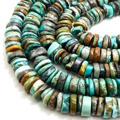 two strands of turquoise and brown beads