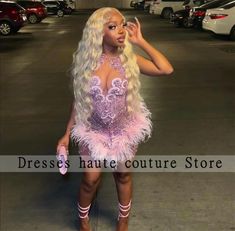 Sparkly Pink Mermaid Short Prom Dress 2024 Glitter Bead Crystals Rhinestones Feathers Cocktail Feather Cocktail Dress, Mermaid Shorts, Pink Mermaid, Party Gown, Short Prom Dress, Dress 2024, Short Prom, Dresses Party, Party Gowns