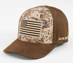 For (1) Brown Ariat USA Flag with Camo background Baseball Cap / Hat. Details: * USA Flag on front with camouflage background * Ariat logo on front lower left * Ariat wording on left side * Snapback adjustable closure Please check out my store as I am always getting exciting new products in!  If you don't see what you're looking for, just drop me a line because I can probably get it for you! I do have a walk in store in Ohio! RETURN POLICY: You must contact me within 3 days of receiving ite Brown Military Trucker Hat, Brown Military Style Trucker Hat, Military Style Brown Baseball Cap With Flat Bill, Brown Sports Hat With Curved Bill, Brown Military Baseball Cap For Outdoor, Brown Military Style Baseball Cap For Outdoor, Military Style Brown Baseball Cap, Camo Background, Ariat Logo