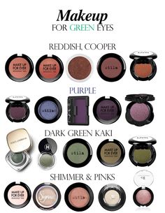 Makeup eyeshadows for green eyes. Get inspired! #alluremakeup #makeup #greeneyes #makeuptips Colors For Green Eyes Make Up, Eyeshadow Looks For Green Eye, Make Up On Green Eyes, For Green Eyes Makeup, Best Makeup Green Eyes, Eyeshadow For Green Hazel Eyes, Eyeshadow Palettes For Green Eyes, Everyday Makeup For Green Eyes, Best Eyeshadow Colors For Green Eyes