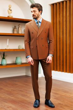 Elevate your formal attire to new heights of excellence with our Brown Double Breasted Suit 2-Piece, a symbol of impeccable craftsmanship and timeless elegance that speaks volumes about your impeccable taste and unwavering commitment to sartorial finesse. #doublebreastedsuit #mensfashion #peaklapels #doublebreastedblazer #suitup #dapper #fashionformen #brownsuit Brown Double Breasted Suit, Double Breasted Tuxedo, Suit Stores, Slim Fit Suit Men, Suits Prom, Slim Fit Tuxedo, Lapel Jacket, Brown Suits, Slim Fit Suits