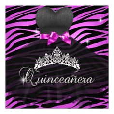 Quinceanera 15th Tiara Hot Pink Black Zebra Dress Custom Announcements lowest price for you. In addition you can compare price with another store and read helpful reviews. BuyReview          	Quinceanera 15th Tiara Hot Pink Black Zebra Dress Custom Announcements please follow the link... Purple Tiara, Paparazzi Quotes, Teen Dress, Quinceanera Party, Zebra Dress, Quinceanera Invitations, Custom Invitations, Hot Deals, Purple Black