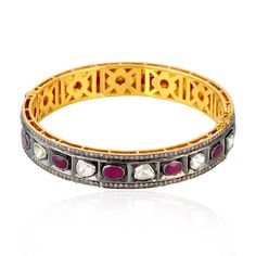 Natural Ruby & Polki Diamond Bangle, 925 Sterling Silver, Ruby Bangle, Wedding Bangle, Polki Bangle, Festival Gift Bangle, Polki Bangle. Manufacture Country : India * Customization always available for Ring size, metal selection and any type of center stones changes, etc.... * If you want to make your own idea of Jewelry we can do it. Material : 925 Sterling Silver Main Stone : Ruby Secondary Gemstone : Polki, Pave Diamond Gemstone Color :   Gemstone Shape : As Seen In A Picture Bracelet Width : Rose Cut Diamond Bangle Bracelet, Sterling Silver Bracelet For Wedding And Festivals, Sterling Silver Cuff Bracelet With Gemstone For Wedding, Sterling Silver Gemstone Bangle For Wedding, Elegant Sterling Silver Bracelet For Weddings And Festivals, Elegant Sterling Silver Cuff Bracelet For Festivals, Sterling Silver Bracelets For Wedding And Festivals, Elegant Adjustable Sterling Silver Festival Bracelet, Heirloom Gemstone Bangle Bracelets