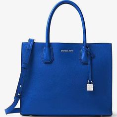 Blue Bag    A fashionable bag to match your blue sunglasses.    #sunglasses #accessories #design #diy #fashion #gameday #outfit #shoes #streeart #style Sac Michael Kors, Purple Tote Bag, Red Leather Purse, Red Leather Handbags, Michael Kors Tote Bags, Leather Tote Purse, Genuine Leather Totes, Large Leather Tote, Bags Michael Kors