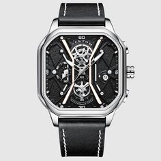 Name：Square WatchMaterial：Stainless steelcolor：Black/Sliverfunction: watch/calendar/noctilucence/3m waterproof Elegant Silver Wear-resistant Watches, Silver Wear-resistant Chronograph Watch, Silver Skeleton Dial Watches For Outdoor, Silver Wear-resistant Watch With Rectangular Dial, Silver Watches With Skeleton Dial, Modern Silver Wear-resistant Watch, Black Chronograph Watch With Rectangular Dial, Outdoor Wear-resistant Watch With Rectangular Dial, Elegant Black Wear-resistant Watch