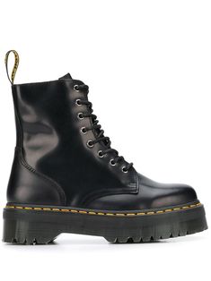 Black Leather Combat Boots With Lace-up Fastening, Black Leather Boots With Front Lace-up Fastening, Black Lace-up Boots For Streetwear, Black High-top Combat Boots With Front Lace-up, Black High-top Combat Boots With Lace-up Fastening, Leather Platform Boots With Lace-up Fastening, Leather Platform Boots With Front Lace-up Fastening, Streetwear Combat Boots With Front Lace-up And Round Toe, High-top Leather Boots With Lace-up Fastening