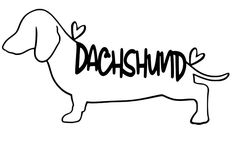 a dog with the word dachshund written on it