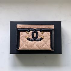 Brand New Chanel Card Holder From 2017. Barely Used And Comes With Box, Duster Bag, And Authenticity Card Beige Wallet With Original Box As Gift, Luxury Leather Beige Card Holder, Luxury Beige Leather Card Holder, Chic Rectangular Card Holder, Designer Beige Wallet With Interior Card Slots, Designer Beige Wallets With Interior Card Slots, Luxury Beige Wallets With Card Slots, Elegant Beige Wallets With Interior Card Slots, Designer Beige Wallets For Gift