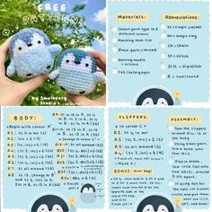 the instructions for crocheted stuffed animals are shown