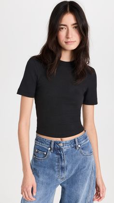 Fast Free Shipping & Free Returns on Tibi Cropped Baby Tee at Shopbop. Shop new arrivals from Tibi at Shopbop.com Baby Tee, Crop Tee, Healthcare Professionals, Black Fabric, Infant Tees, Pretty Dresses, Women Crop, Black Tee, Casual Chic