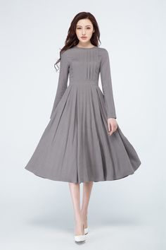 Dress Designs Simple, Chifon Dress, Pleated Dress Long, Dresses Dinner Party, Dresses Dinner, Linen Dress Women, Long Sleeves Dress, Long Linen Dress, Dress Pleated