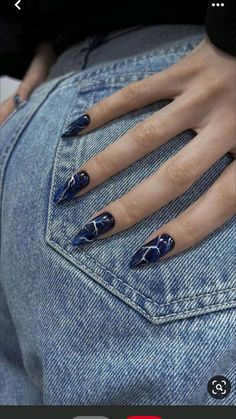 Midnight Blue Nails Design, Purple Acrylic Nails, Summer Nail Designs, Hard Nails, Anime Nails, Subtle Nails, Gel Nails Diy, Cute Gel Nails