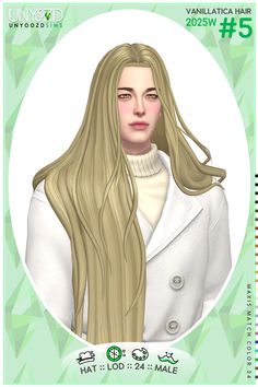 a woman with long blonde hair in a white coat