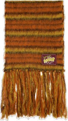 Knitting Club, Beaded Scarf, Orange Scarf, Crochet Fringe, Striped Scarf, Fall Scarves, Colorful Scarf, Striped Scarves, Fur Scarf