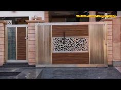 a wooden gate with intricate designs on the front and side panels inlayed to it