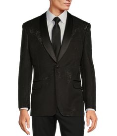 From Tre Vero&#x2C; this sport coat features:Modern fitMetallic knitSatin shawl lapelLong sleevesSingle breastedSatin Besom flap pocketSide ventOne satin button closureBluff edgesPolyester/spandex/metallicDry cleanImported. Tuxedo Style Long Sleeve Outerwear For Black-tie Events, Fitted Lapel Collar Outerwear For Black-tie Events, Winter Suits For Black-tie Events With Lapel Collar, Semi-formal Tuxedo With Shawl Collar, Single Breasted Blazer For Black-tie Events, Single Breasted Outerwear For Black-tie Events, Single Breasted Long Sleeve Outerwear For Black-tie Events, Classic Shawl Collar Outerwear For Black-tie Events, Single Breasted Long Sleeve Blazer For Black-tie Events