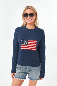 Flag Sweater, Loose Pullover Sweater, American Flag Sweater, Flag Pattern, Unique Sweaters, Fashion Bottoms, Loose Pullover, Long Sleeve Pullover Sweater, Family Game