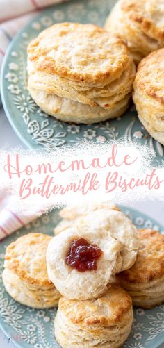 homemade buttermilk biscuits with jam on top