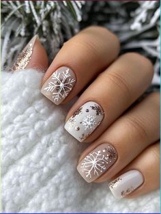 Sleigh your holiday manicure with 15 Christmas Nails 2024: Festive & Trendy Designs. These glamorous and fun nail ideas are perfect for adding sparkle to every holiday celebration. #ChristmasStyleNails #HolidayNailInspo2024 #FestiveBeautyTrends #TrendyNailArtIdeas #NailDesignTrends Winter Christmas Nails Snowflake, Short Nail Designs Holiday, Festive Winter Nails, Snowflake Gel Nail Designs, Winter Nails Ideas Short, Winter Nail Designs Short, Short Acrylic Nails Christmas, Snowflake Nails Short, Short Holiday Nails Christmas