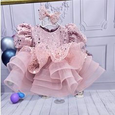 Birthday Dress Girl's Dress  Glittery Balloon Sleeve Collar Beaded Embroidered Fluffy Dress,  The interior is made entirely of cotton lining. It does not irritate the skin and makes the child very comfortable. It is also the ideal evening dress for young girls. Birthday Dress, Party Dress for Girl, Baby Girl Dress, Girl Princess Birthday Dress, Flower Baby Dress, Girl Tulle Dress The crown buckle is our gift. This baby girl dress is specially designed and handmade for your baby girl. Your daught Princess Style Tutu Dress For Holiday Fancy Dress, Holiday Princess Ball Gown For Fancy Dress, Princess Ball Gown For Holiday Fancy Dress, Embellished Tulle Dress For Dress-up, Holiday Wedding Tulle Princess Dress, Fitted Organza Princess Dress For Pageant, Fitted Organza Princess Dress For Pageants, Pink Princess Dress For Dress-up Holiday, Holiday Ruffle Princess Dress For Fancy Dress