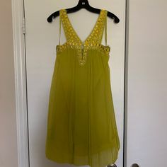 Bcbgmaxazria Beaded Lemongrass Colored Dress Size 2 New With Tags Silk Chiffon Lined Dress Beautiful Color Embellished Green Mini Dress For Summer, Summer Silk Beaded Dresses, Summer Beaded Silk Dresses, Green Beaded Dresses For Spring, Summer Silk Dress With Beaded Details, Beaded Mini Dress For Evening In Summer, Beaded Mini Dress For Summer Evenings, Beaded Silk Summer Dress, Spring Green Beaded Dress