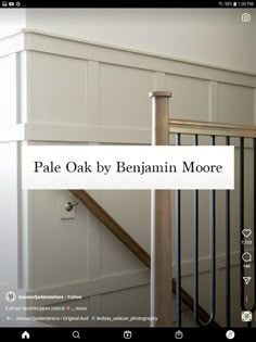 an image of a staircase with the words pale oak by benann moore on it