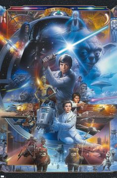 the poster for star wars, featuring characters from all over the world and in front of them