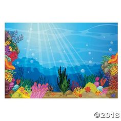 an underwater scene with corals and seaweed