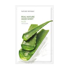 What it is: A soothing hydrating sheet mask made with aloe vera extract. Skin type: All skin types How to Use: After toner, apply mask sheet on face using the eye area to align correctly. Remove after 10-20 minutes. Gently pat for absorption Ingredients: AQUA, GLYCERIN, DIPROPYLENE GLYCOL, ALCOHOL, 1,2-HEXANEDIOL, ALOE BARBADENSIS LEAF EXTRACT, ARGININE, BUTYLENE GLYCOL, CAPRYLYL GLYCOL, CARBOMER, CENTELLA ASIATICA EXTRACT, CHAMOMILLA RECUTITA FLOWER EXTRACT, DISODIUM EDTA, ETHYLHEXYLGLYCERIN, G Aloe Mask, Nature Mask, Nature Republic Aloe Vera, Aloe Vera Mask, Natural Facial Mask, Hydrating Sheet Mask, Moisturizing Face Mask, Real Nature, Facial Sheet Mask