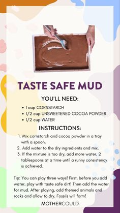 the instructions for how to make chocolate mud