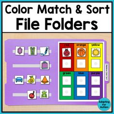 the color match and sort file folders are shown with matching pictures on them,