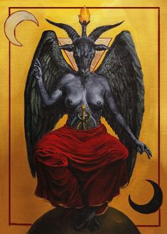 an image of a demon with wings on it's back and the moon behind it