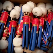 cotton balls are lined up in the shape of nutcrackers