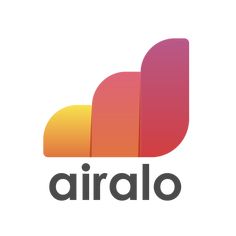 an orange and pink logo with the word airalo in it's center