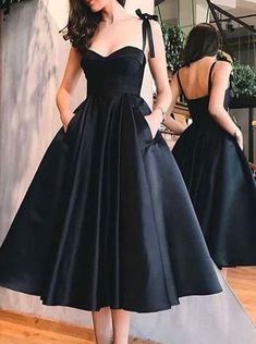 MC069,Straps Black Short Prom Dresses Homecoming Dress With Pockets · More Cheer Dress · Online Store Powered by Storenvy Tea Length Evening Gown, Short Formal Black Dress, Black Dress For Graduation, Black Velvet Dress Outfit, Formal Dress Graduation, Black Tea Length Dress, Velvet Homecoming Dress, Tea Length Prom Dress, Black Prom Dress Short