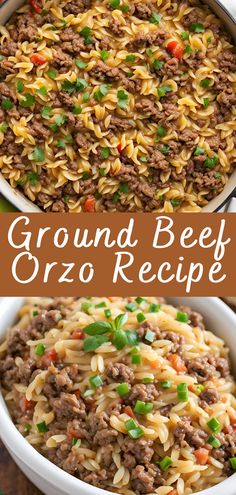 ground beef orzo recipe in a white bowl