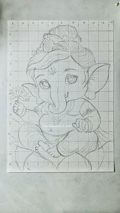 a drawing of an elephant on top of a piece of paper