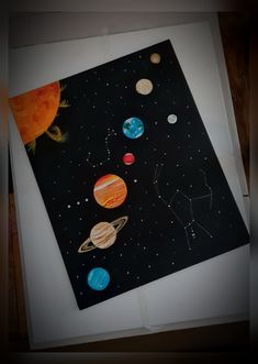 an open book with pictures of planets on it