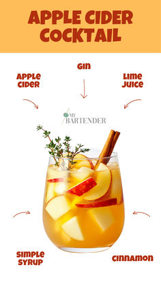 Apple Cider Cocktail Easy Apple Cider Cocktail, Apple Gin Cocktail, Apple Cider Gin And Tonic, Gin Apple Cider Cocktail, Sparkling Apple Cider Cocktail, Bartender Drinks, Apple Cider Cocktail, Apple Cocktail