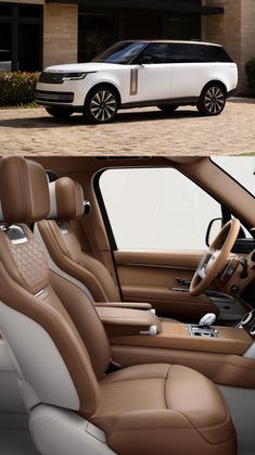 the inside and outside view of a luxury vehicle