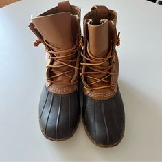 Women's Ll Bean Duck Boots Original Style - Worn A Handful Of Times And In Excellent Condition. Unlined And With Original Laces. Tan/Brown Color. Ll Bean Duck Boots, Duck Boots, Ll Bean, L L Bean, Tan Brown, Brown Color, Rain Boots, Women Shoes, Boots