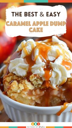 Quick Caramel Apple Dump Cake Easy Caramel Apple Cake, Caramel Apple Cakes, Caramel Dump Cake, Caramel Apple Desserts Easy, Apple And Caramel Desserts, Dessert To Travel With, Dump Dessert Recipes, Dessert With Apple Pie Filling, Easy Caramel Apple Dump Cake