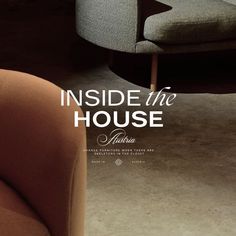 inside the house magazine cover with an orange chair and grey couch in front of it