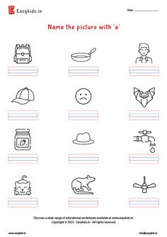 the worksheet is shown for children to learn how to write and draw pictures