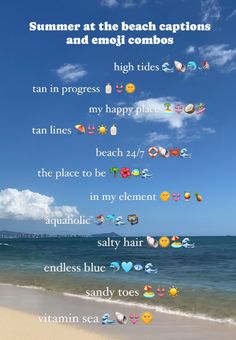 an image of the beach captions and emoji combos